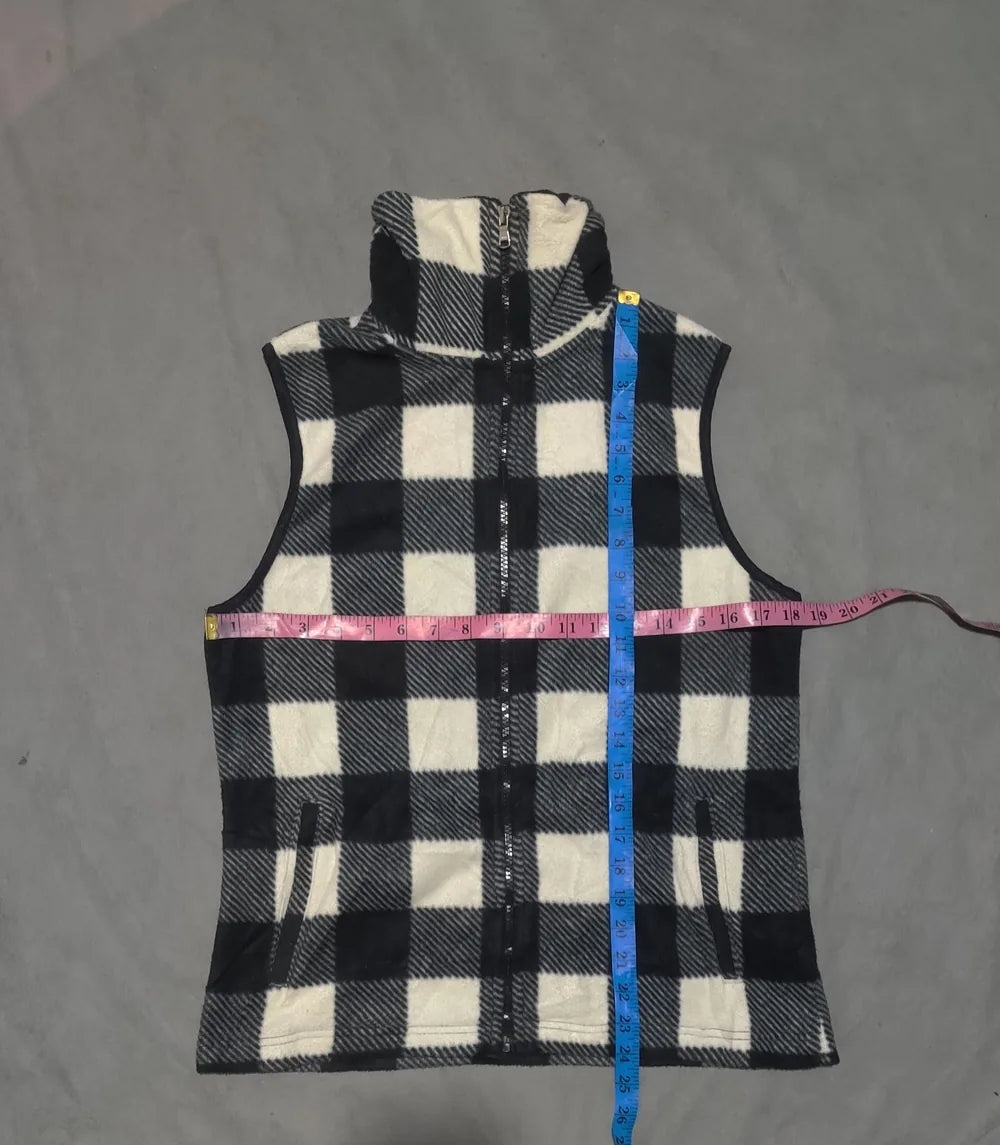 Chaps Women Black White Checkered Vest Zipper M – Preloved Labels (view 4)