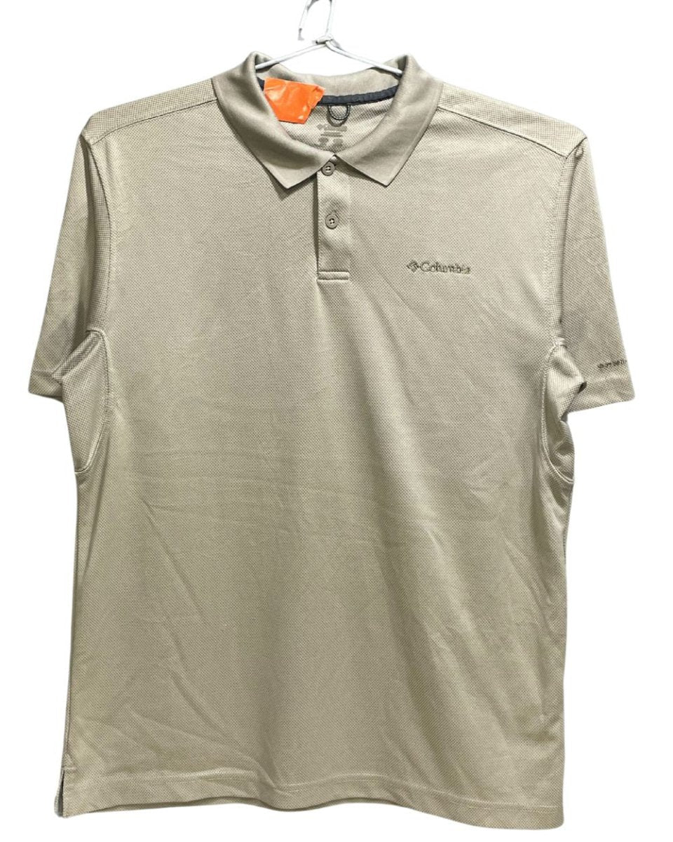 Columbia Khaki Polyester Sport Polo T Shirt For Men Large - Preloved Labels