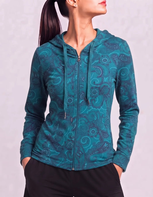 Danskin Women Cotton Teal Zipper 2XL