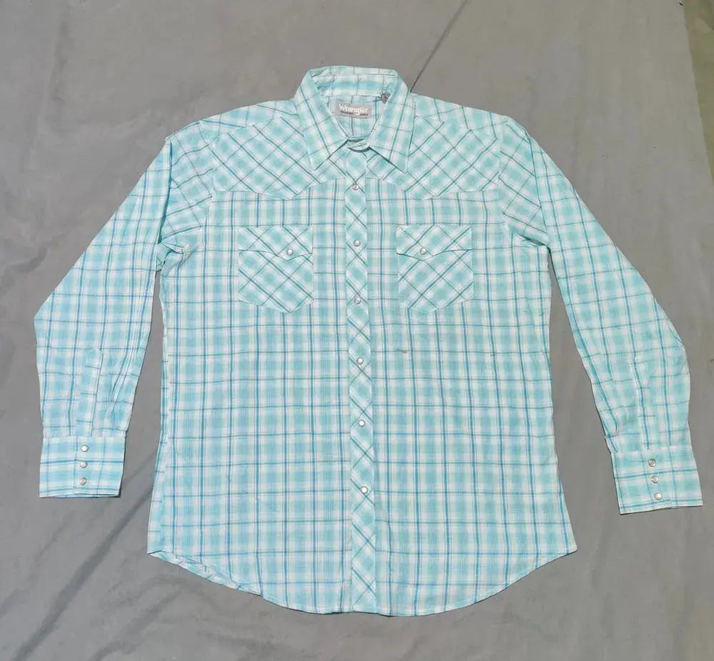 Wrangler Men Cotton Blue Shirt L – Preloved Labels (view 2)