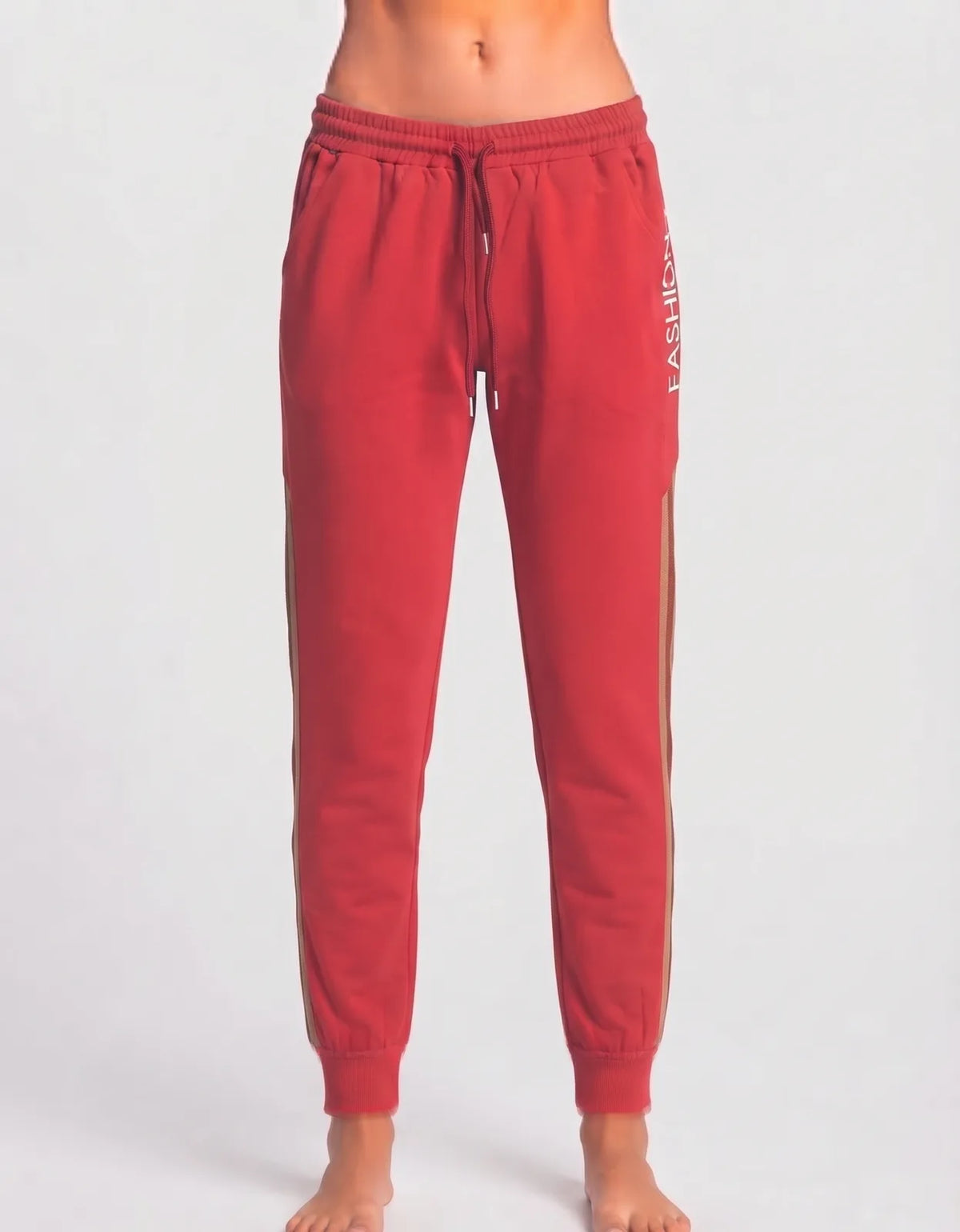 Fashion Women Sports Polyester Red Trackpants XS