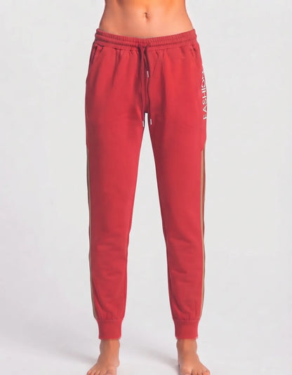 Fashion Women Sports Polyester Red Trackpants XS