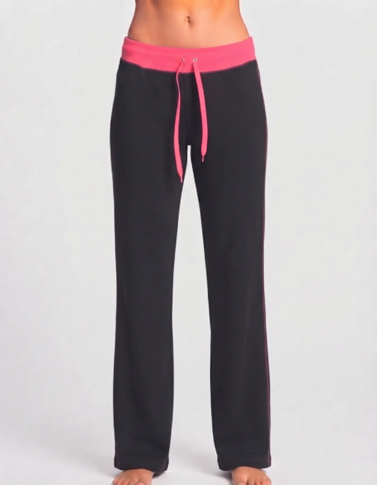 Bobbie Brooks Women Sports Polyester Black Pink Trackpants S