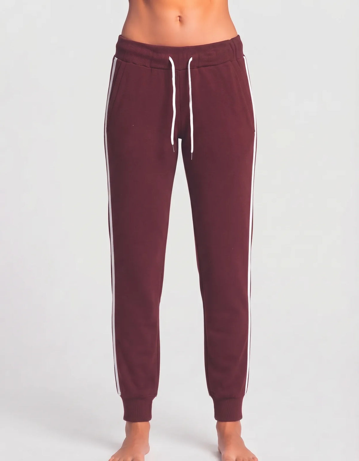 SHEIN Women Sports Polyester Maroon White Trackpants S
