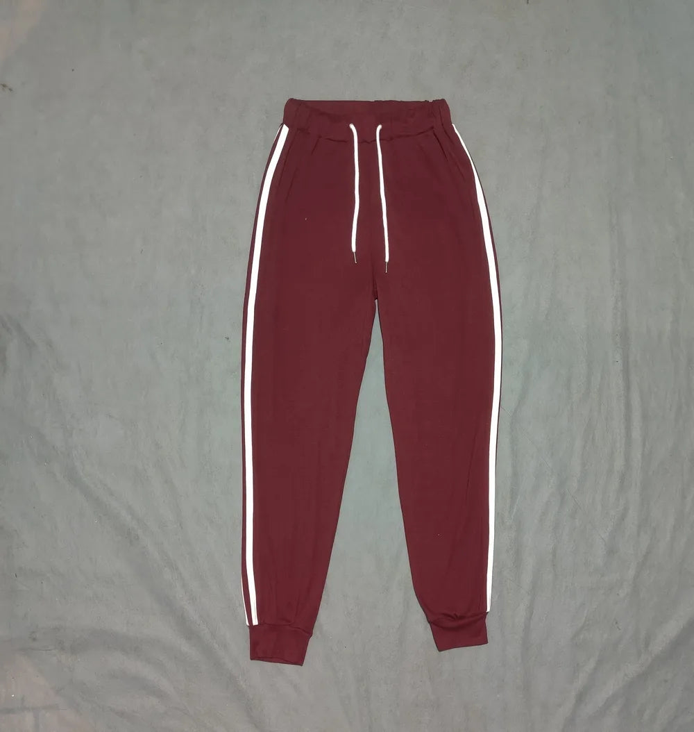SHEIN Women Sports Polyester Maroon White Trackpants S - additional view 3