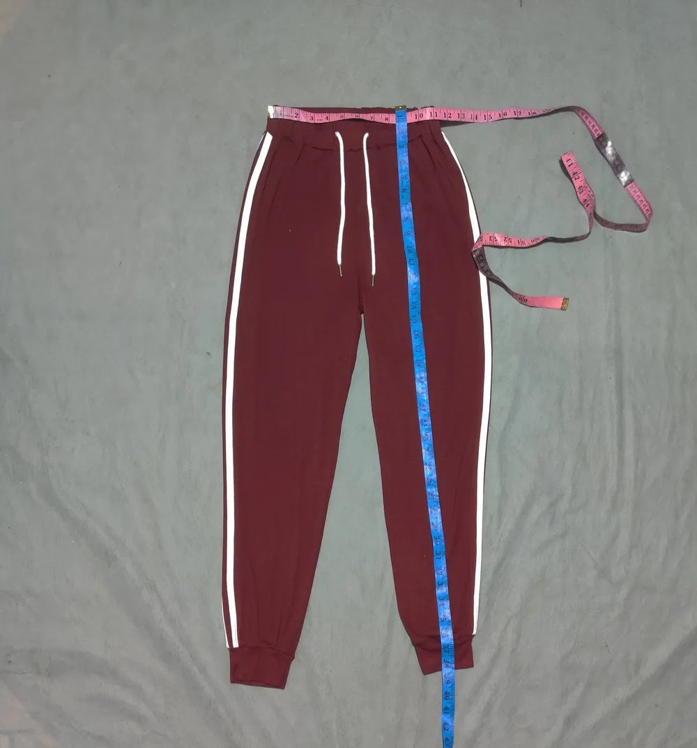 SHEIN Women Sports Polyester Maroon White Trackpants S - additional view 4