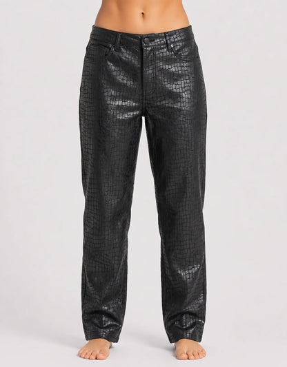 Internatoional Concepts Women Cotton Black Leather Pants M