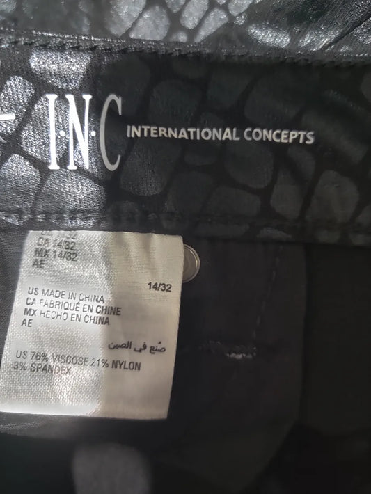 Internatoional Concepts Women Cotton Black Leather Pants M - additional view 2