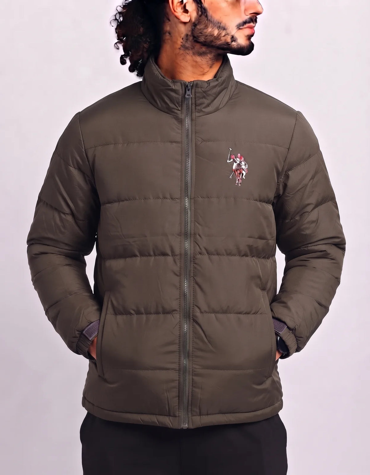 Polo U.S. Assn Men Polyester Olive Puffer Jacket XL