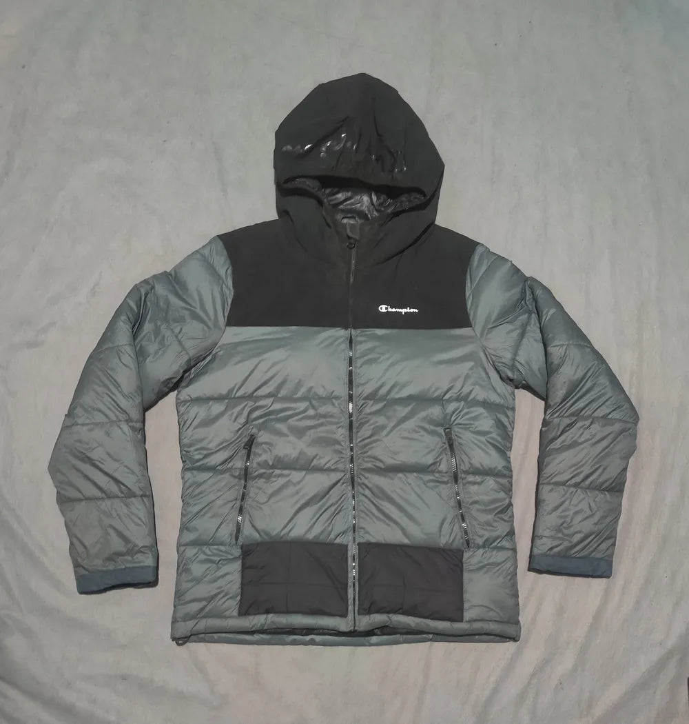 Champion Men Polyester Grey Black Puffer Jacket XL - additional view 3