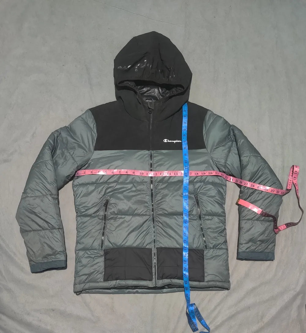Champion Men Polyester Grey Black Puffer Jacket XL - additional view 4