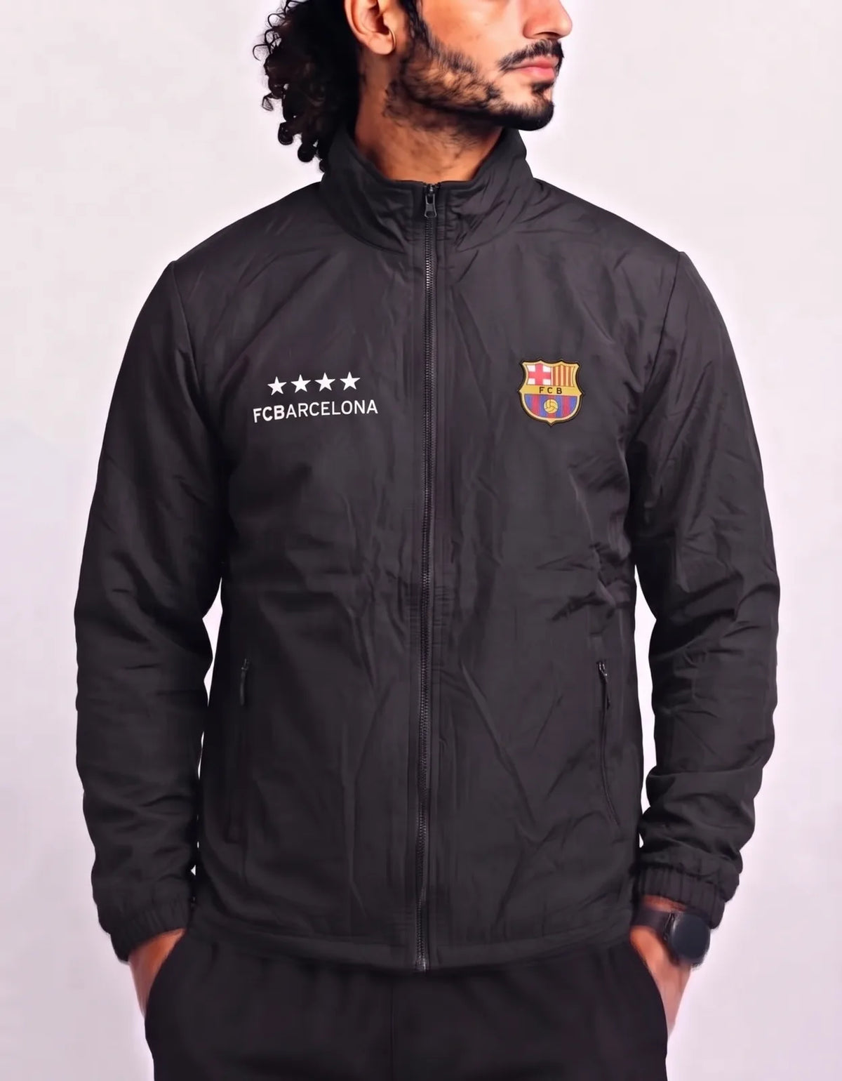FCB Men Polyester Black Jacket M