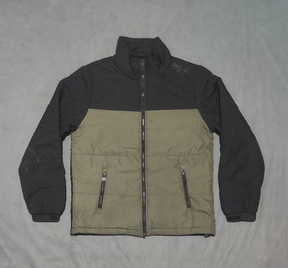 Fila Men Polyester Olive Dark Grey Puffer Jacket M - additional view 3