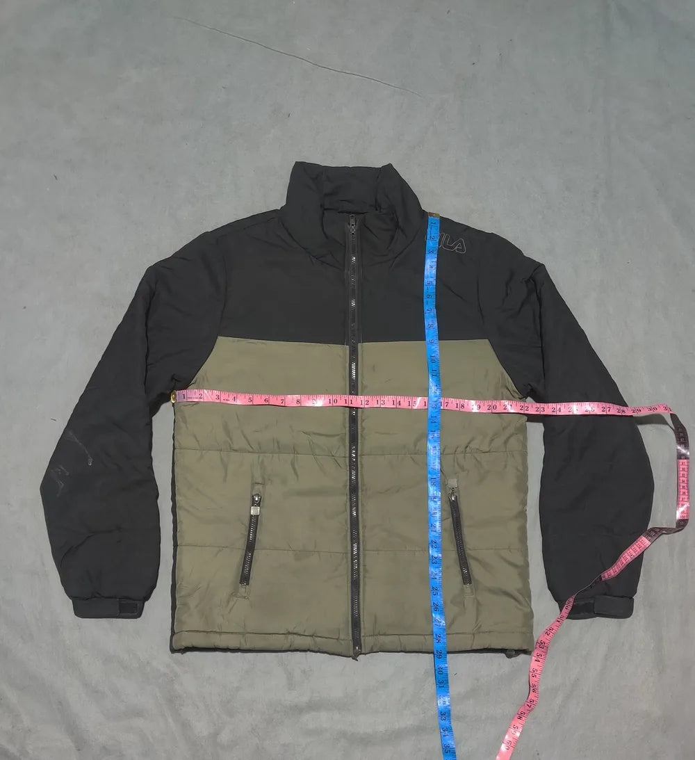 Fila Men Polyester Olive Dark Grey Puffer Jacket M - additional view 4