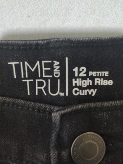 Time And Tru Women Cotton Dark Gray Jeans M - additional view 2