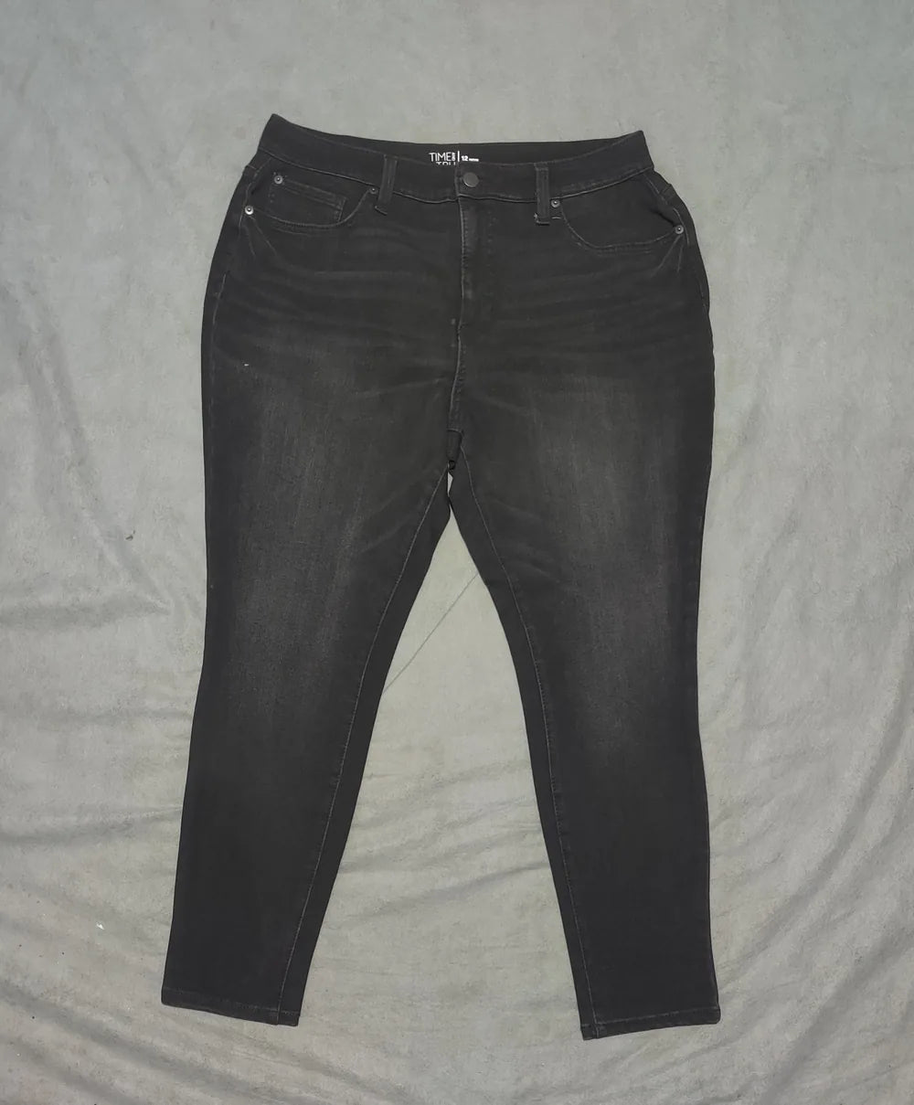 Time And Tru Women Cotton Dark Gray Jeans M - additional view 3