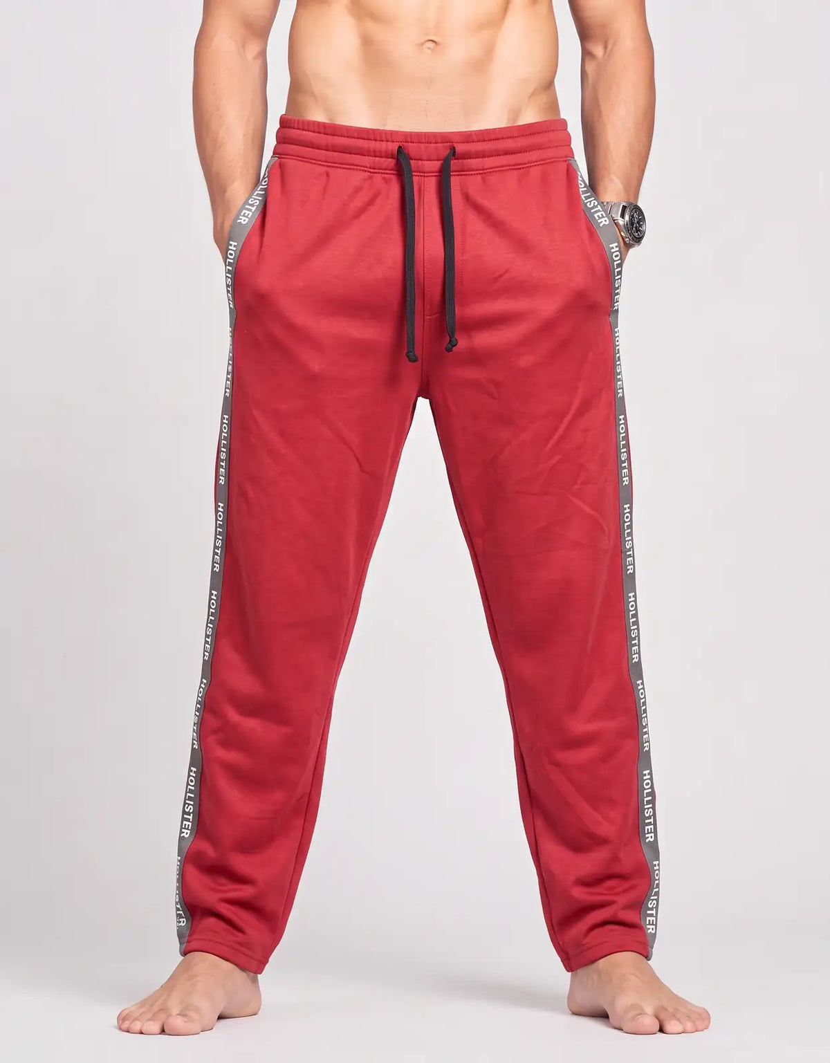 Hollister Men Cotton Red Trousers 2XL