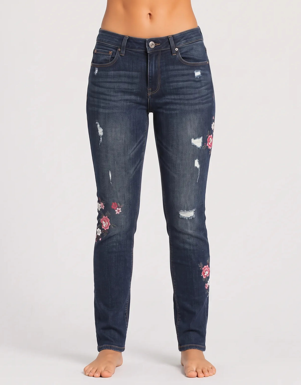 Express Women Cotton Dark Blue Pink Jeans M