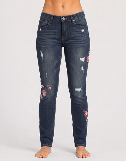 Express Women Cotton Dark Blue Pink Jeans M