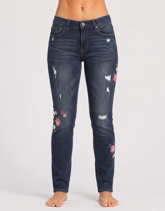 Express Women Cotton Dark Blue Pink Jeans M