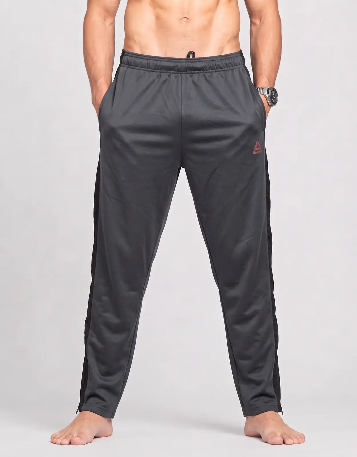 Reebok Men Sports Polyester Black Trackpants L
