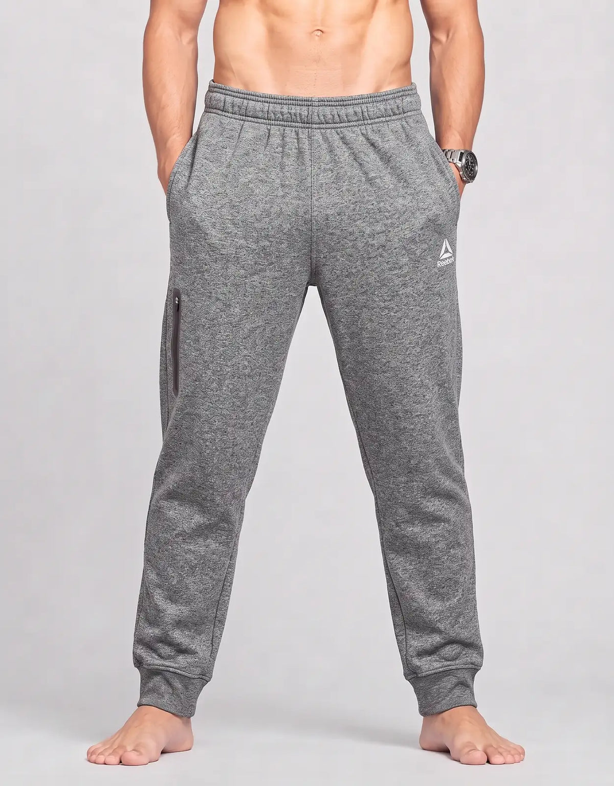 Reebok Men Cotton Gray Winter Trousers S