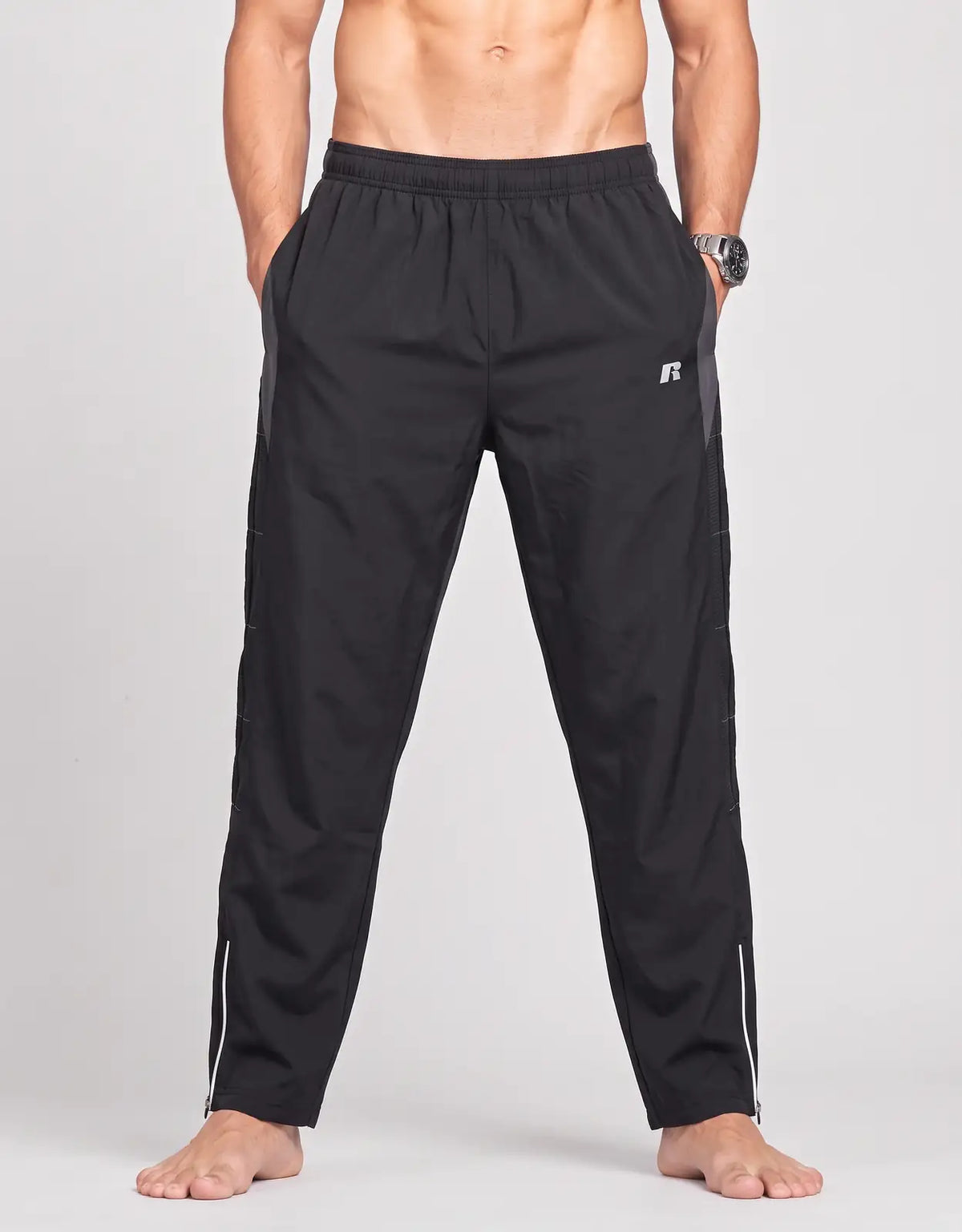 Russell Men Sports Polyester Black Trackpants M