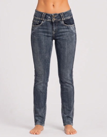 Suko Women Cotton Dark Blue Jeans M