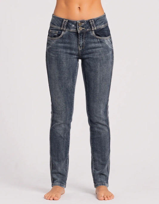 Suko Women Cotton Dark Blue Jeans M