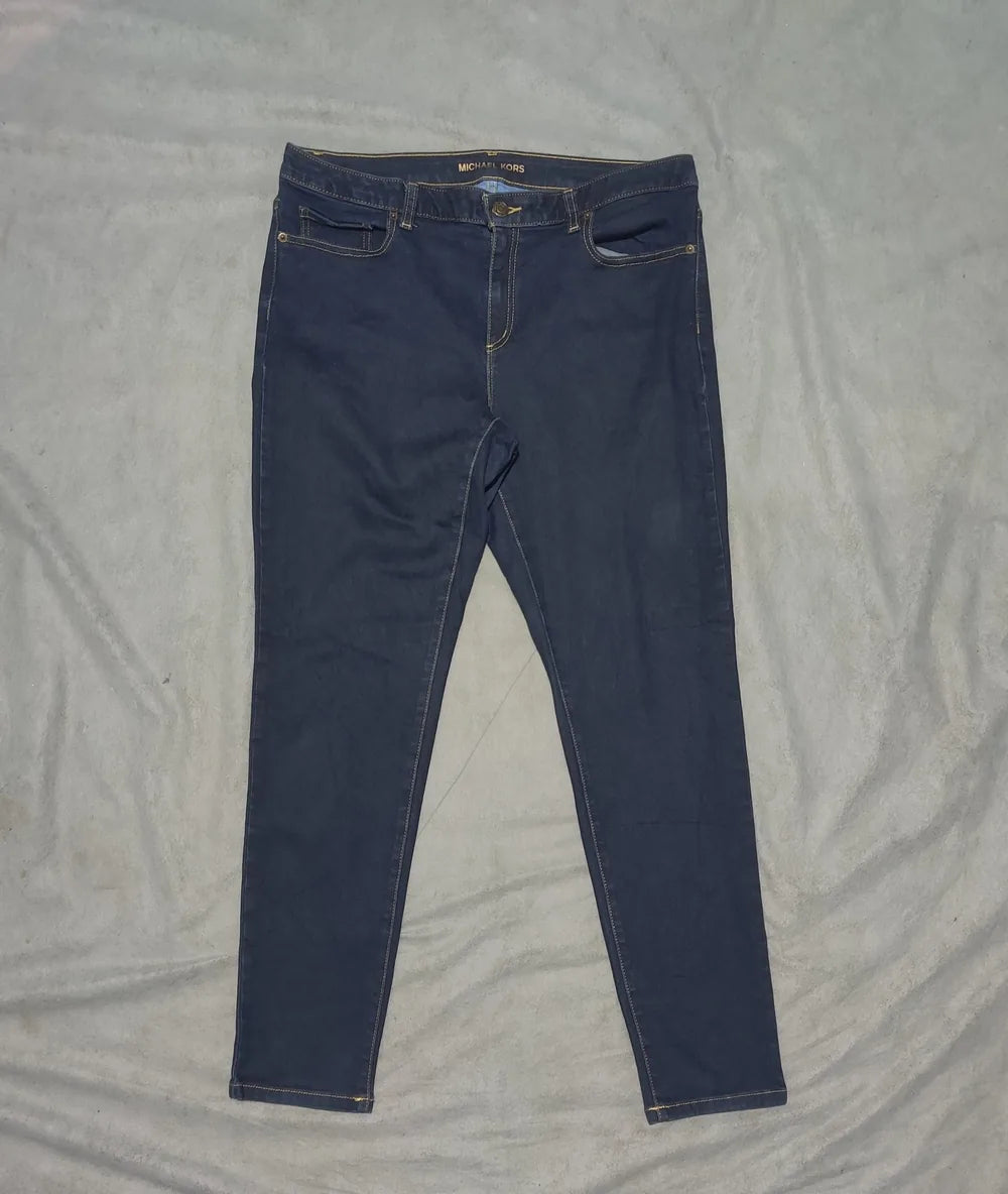 Michael Kors Women Cotton Dark Blue Jeans L - additional view 3
