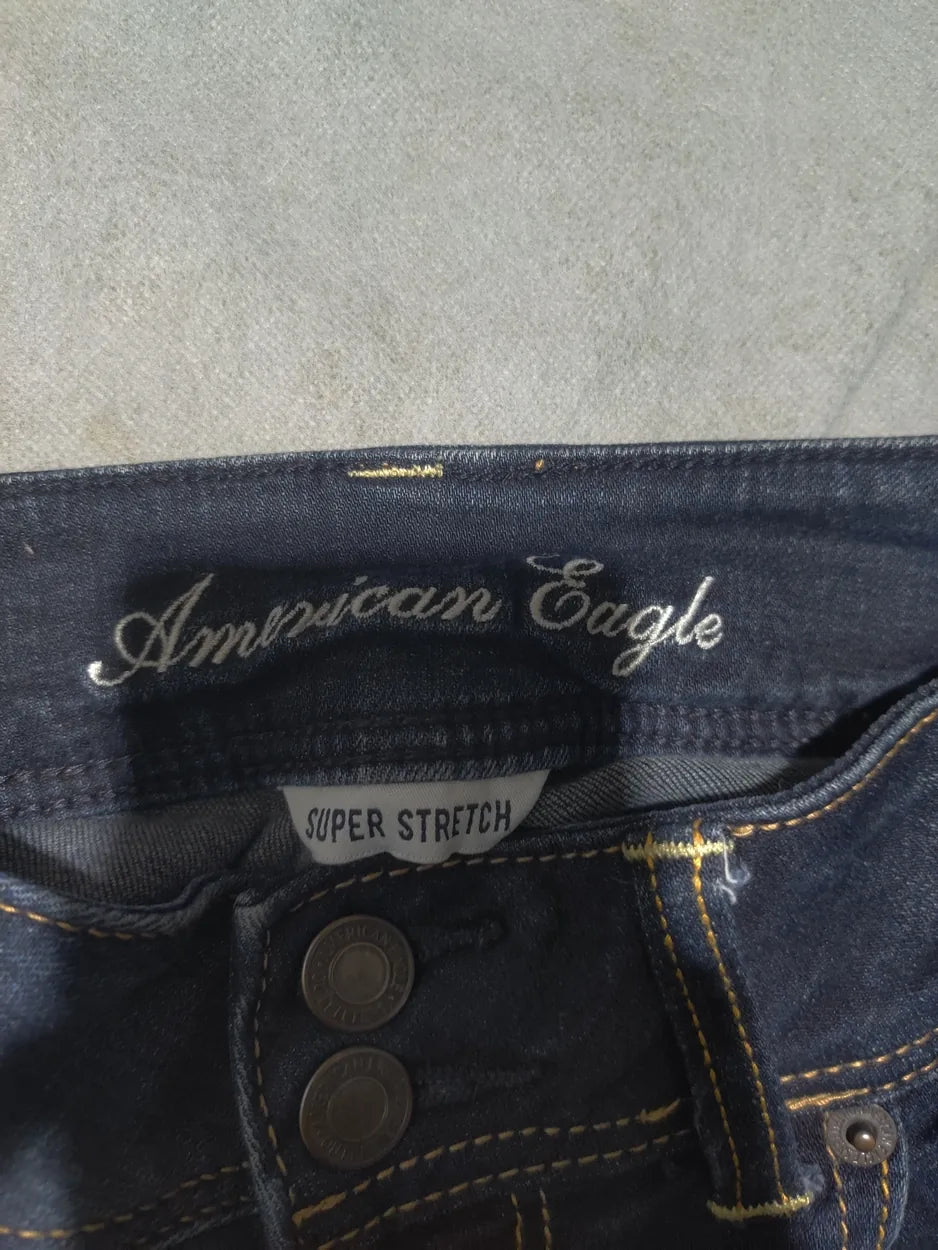 American Eagle Women Cotton Dark Blue Jeans M - additional view 2