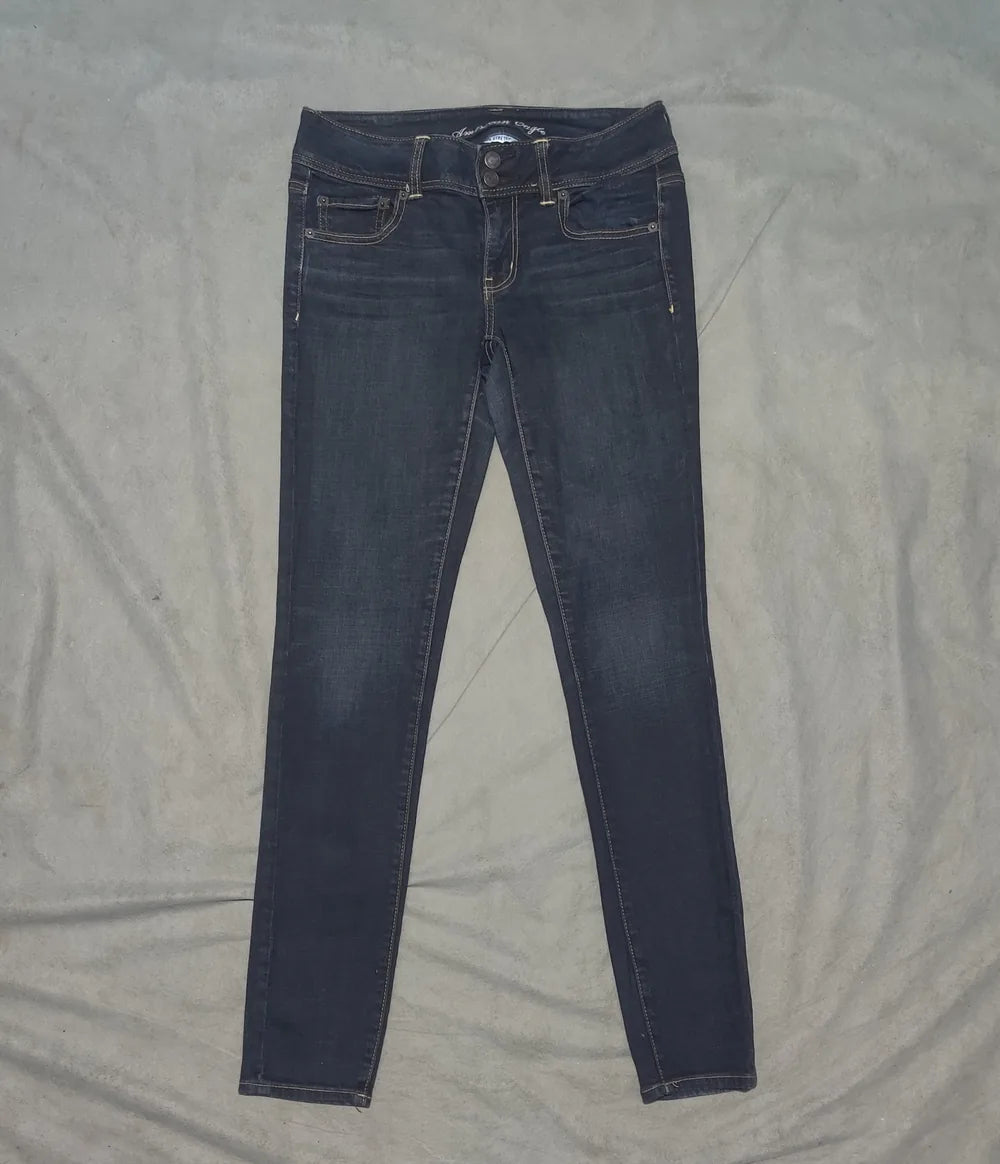 American Eagle Women Cotton Dark Blue Jeans M - additional view 3