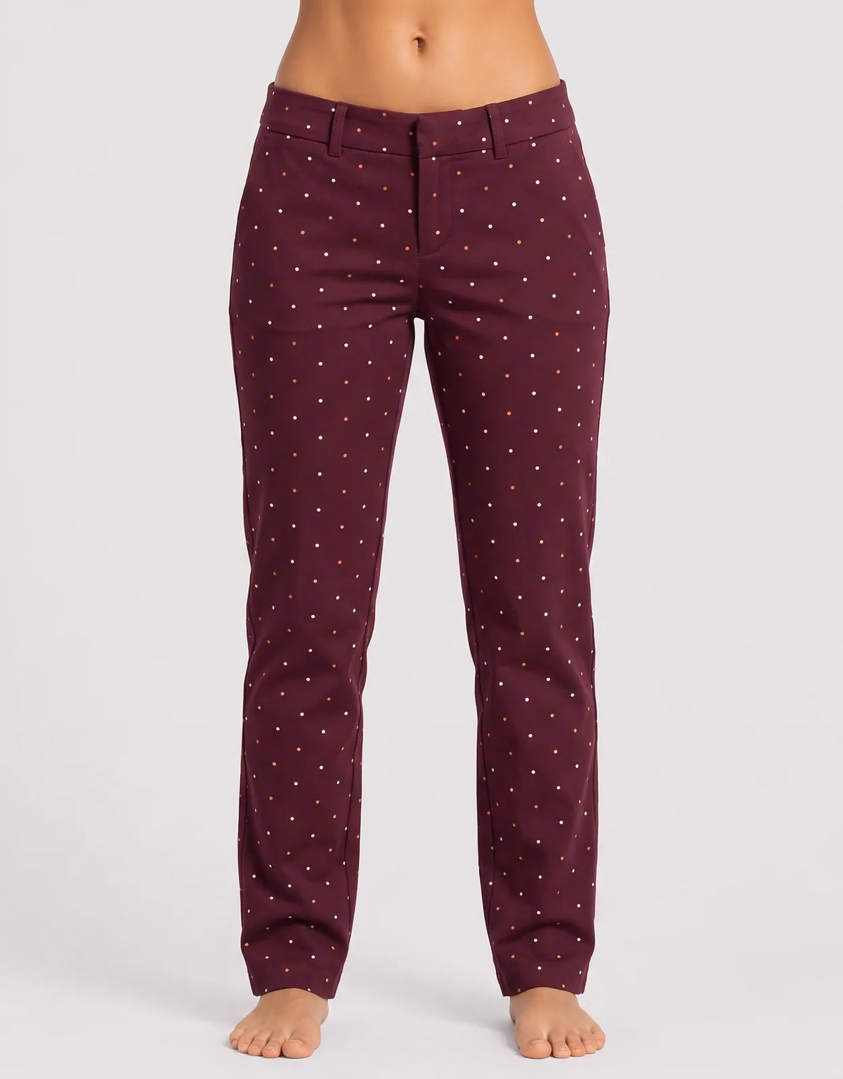 Old Navy Women Cotton Maroon White Chinos M