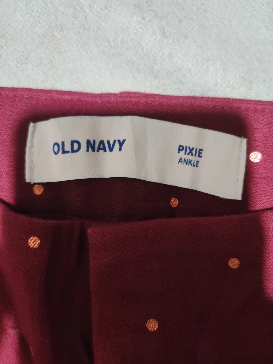 Old Navy Women Cotton Maroon White Chinos M - additional view 2