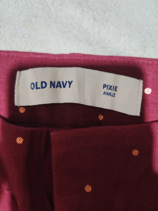 Old Navy Women Cotton Maroon White Chinos M - additional view 2