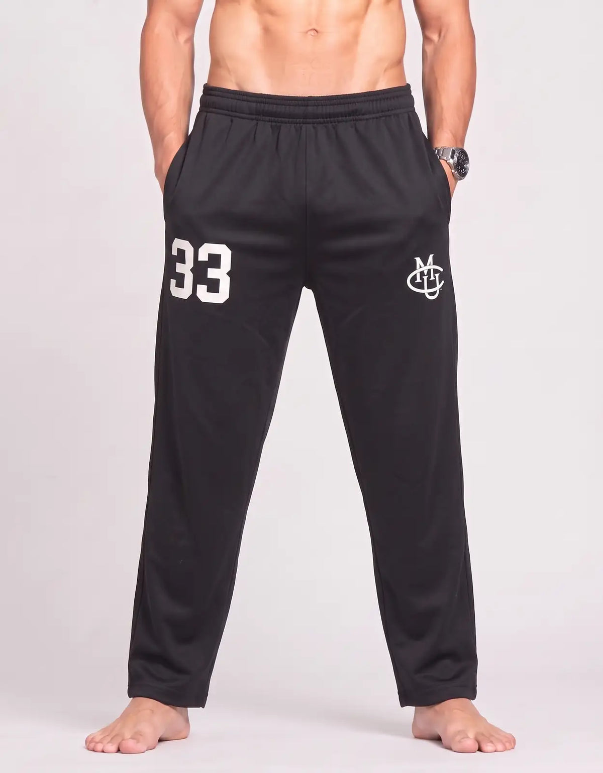 BSN Men Sports Polyester Black Trackpants M