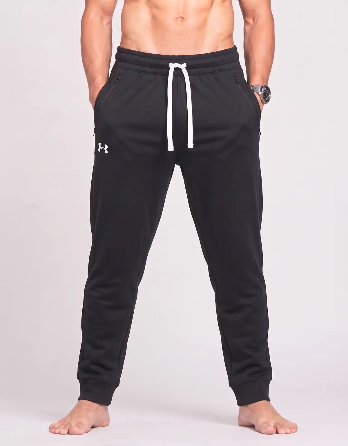 Under Armour Men Sports Polyester Black Trackpants L