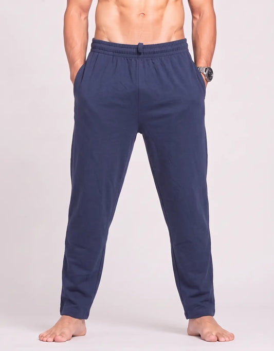 White Fish Men Cotton Navy Trousers L