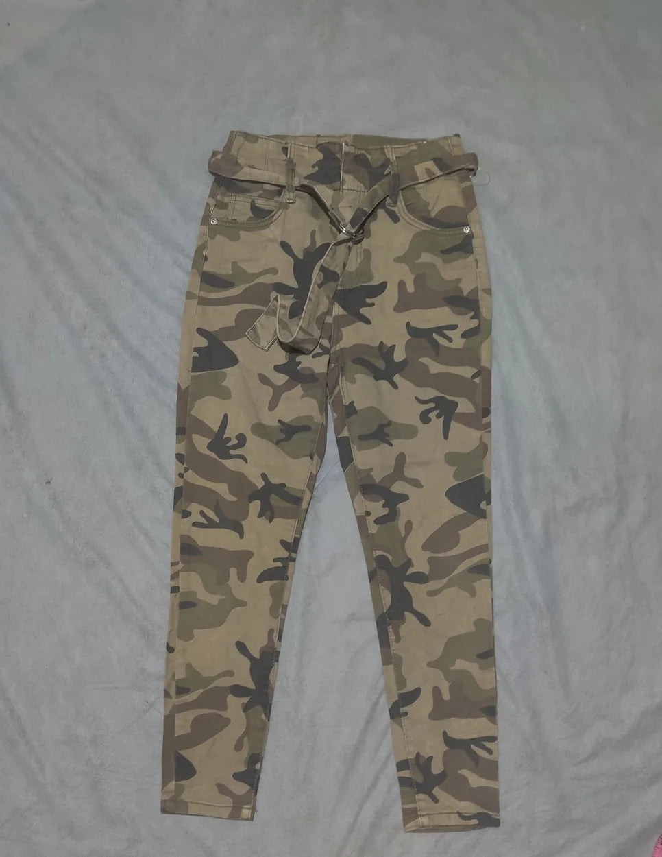 Bershka Women Cotton Olive Green Pants S - additional view 3