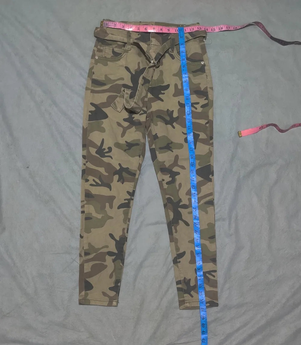 Bershka Women Cotton Olive Green Pants S - additional view 4