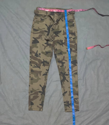 Bershka Women Cotton Olive Green Pants S - additional view 4