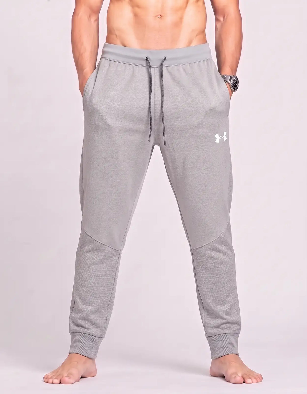 Under Armour Men Sports Polyester Gray Trackpants M