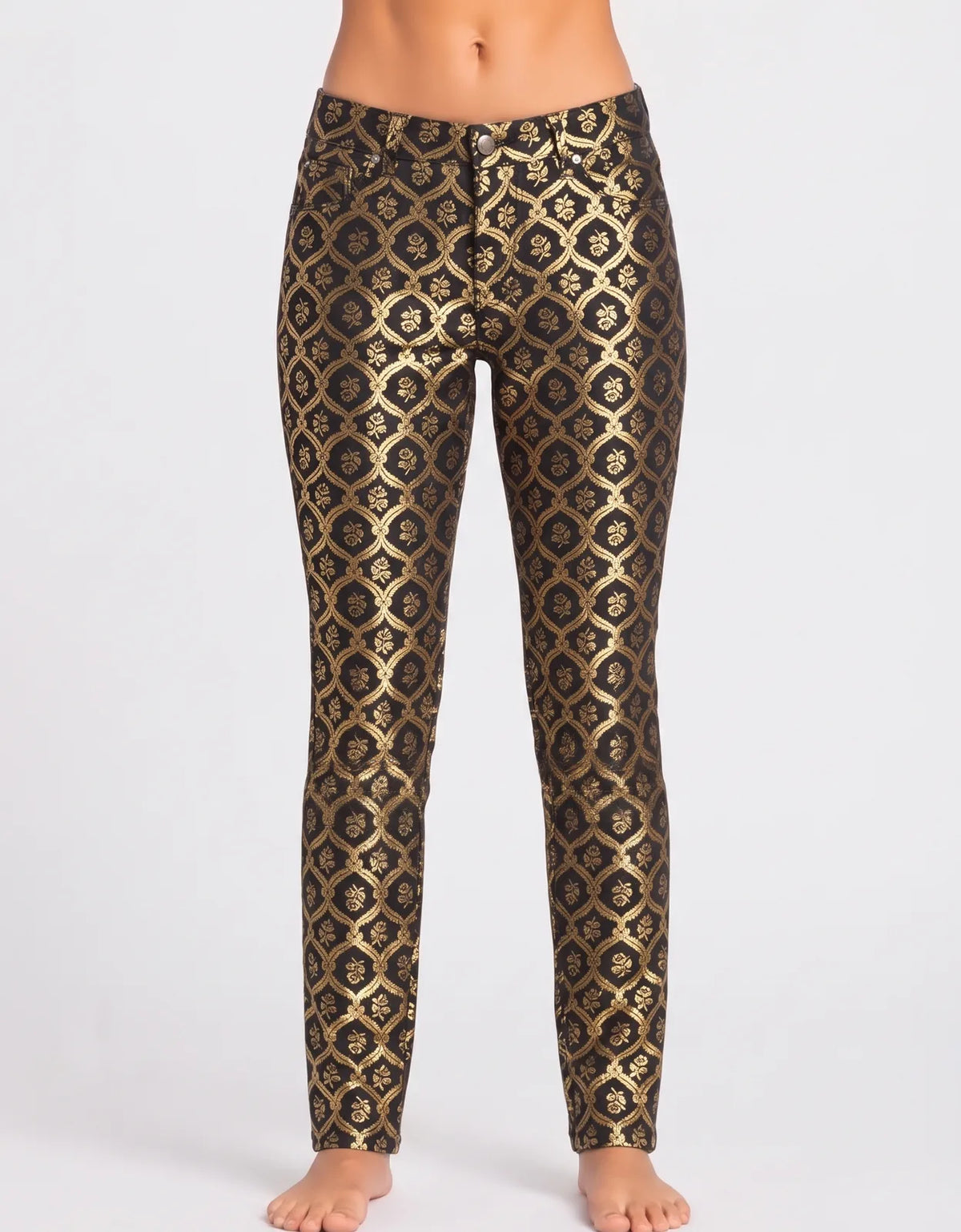 Old Navy Women Cotton Black Yellow Pants M