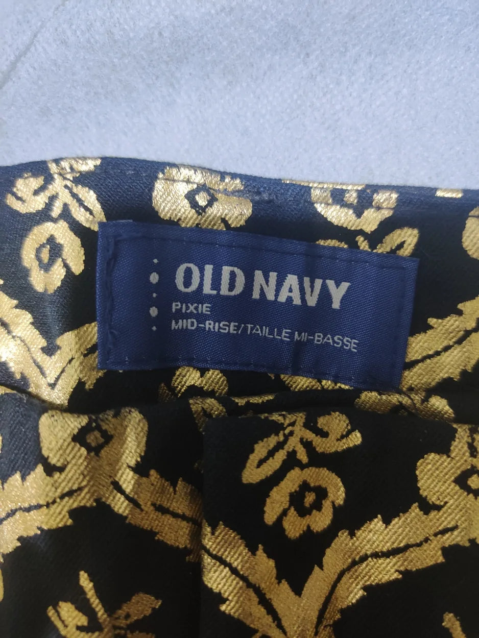 Old Navy Women Cotton Black Yellow Pants M - additional view 2