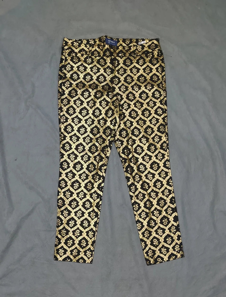 Old Navy Women Cotton Black Yellow Pants M - additional view 3