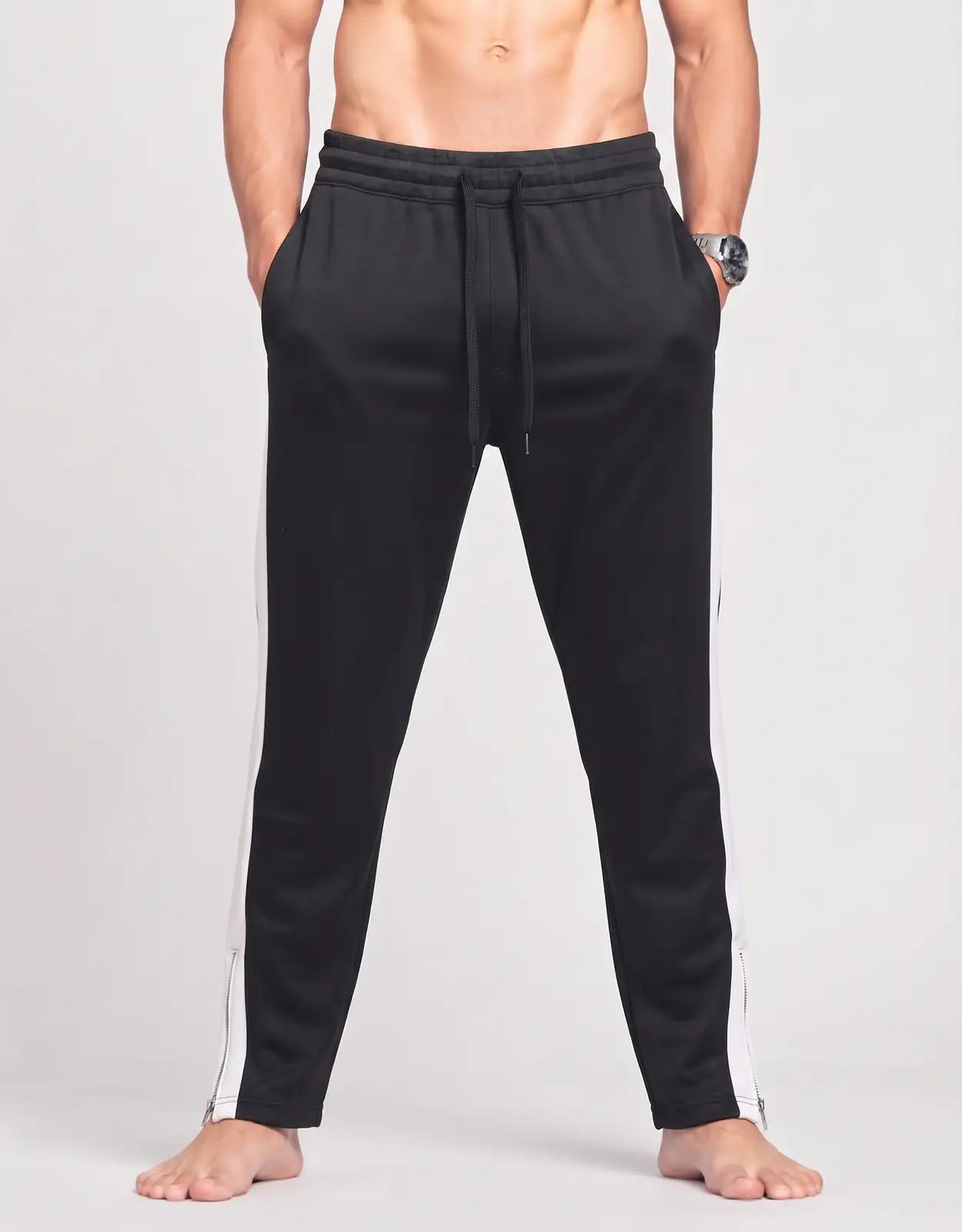 CSG Men Sports Polyester Black Trackpants M