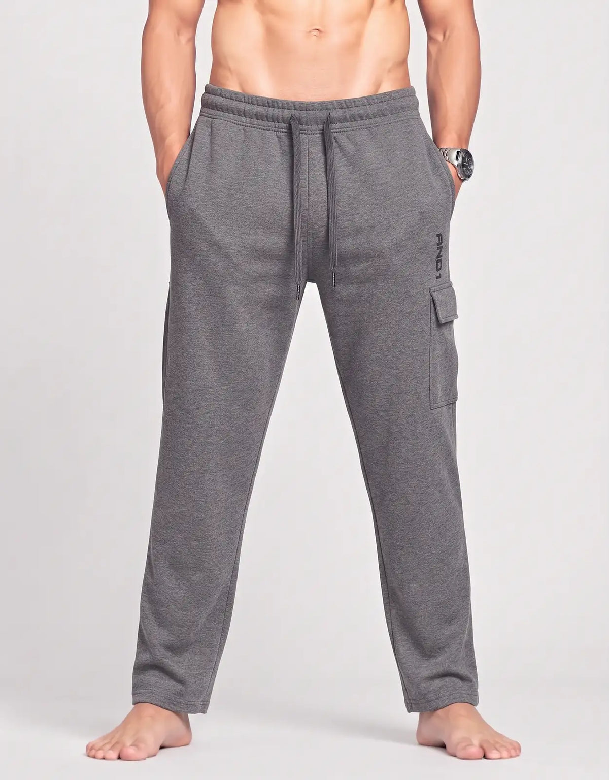 AND 1 Men Cotton Gray Winter Trousers M