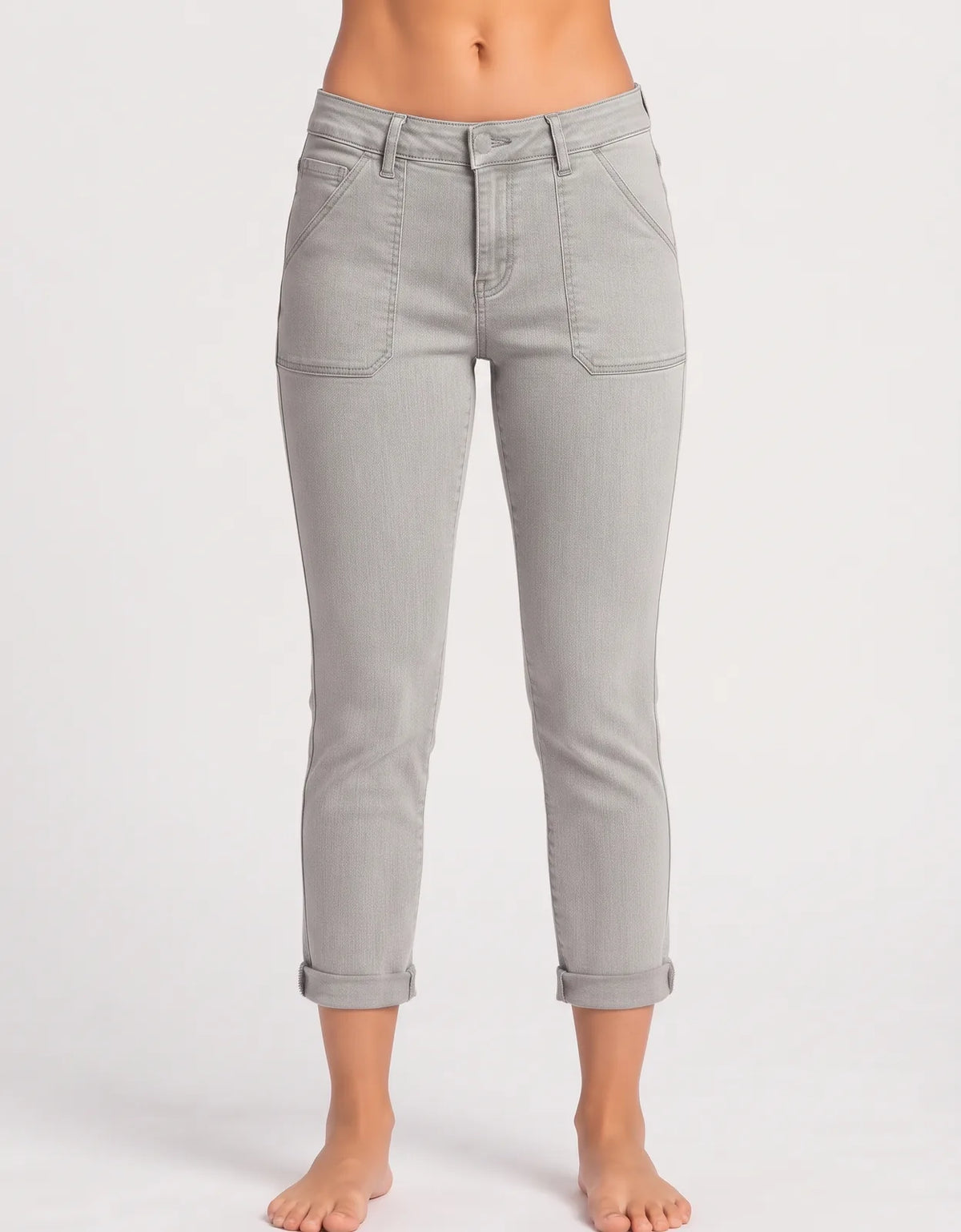 Lori Goldstein Women Cotton Light Gray Jeans XL