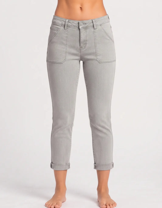 Lori Goldstein Women Cotton Light Gray Jeans XL
