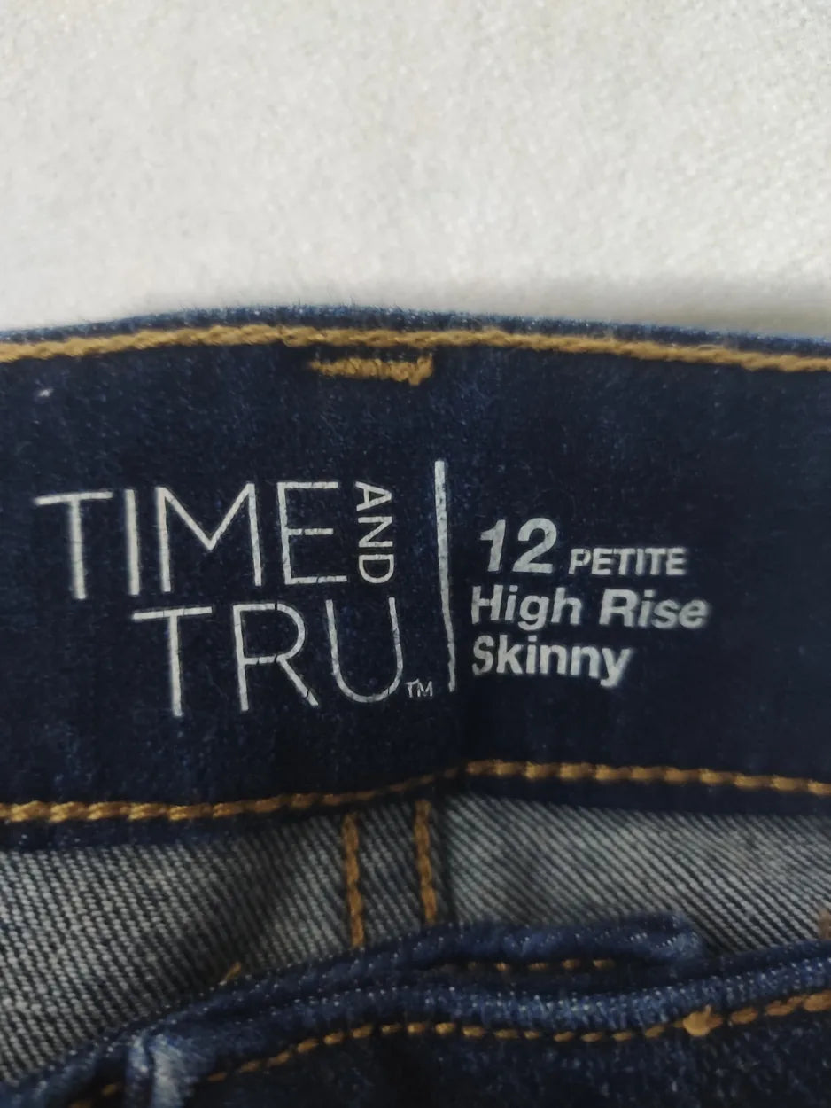 Time And Tru Women Cotton Dark Blue Jeans M - additional view 2
